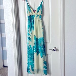 Teal & Cream Floral Maxi Dress